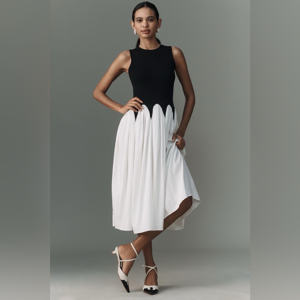 Anthropologie Black and White Maxi Dress